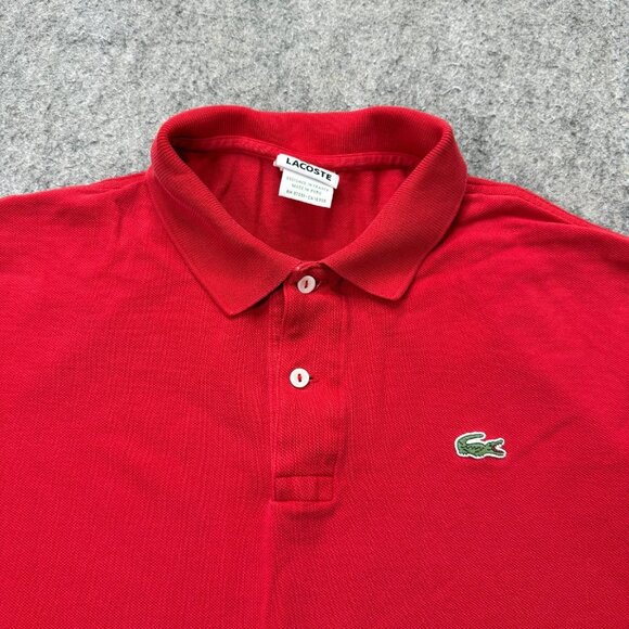 Lacoste Polo Shirt Men L EU 5 Red Classic Fit Short Sleeve Knit 44" x 26 - Picture 1 of 12